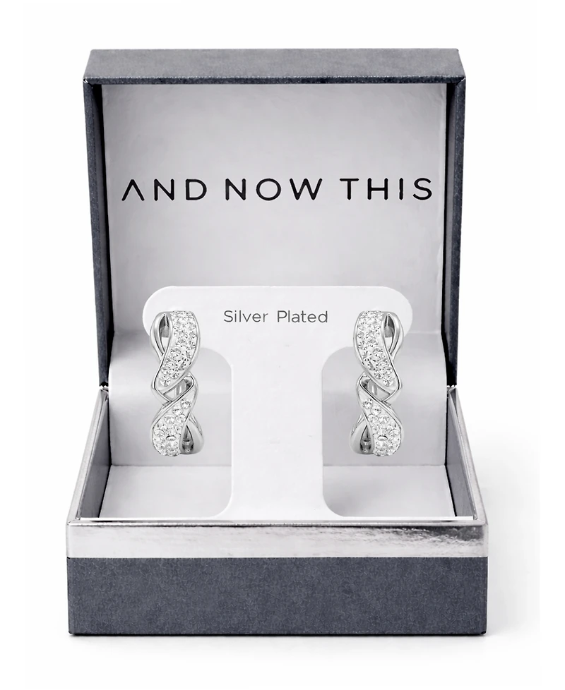 And Now This Crystal Twisted Hinged Hoop Earrings