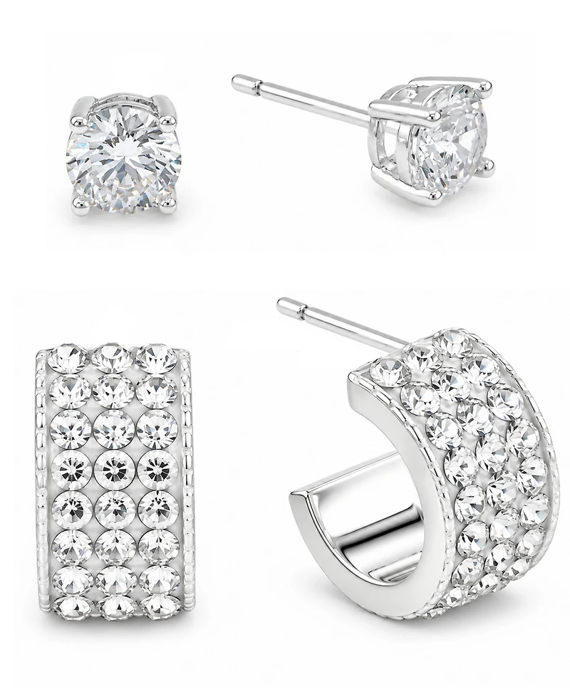 And Now This 2-Pc. Cubic Zirconia 18k Silver Plated Hoop and Stud Earrings Set, Macy's Exclusive