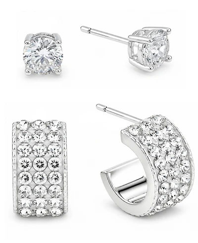 And Now This 2-Pc. Cubic Zirconia 18k Silver Plated Hoop and Stud Earrings Set, Macy's Exclusive