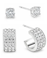 And Now This 2-Pc. Cubic Zirconia 18k Silver Plated Hoop and Stud Earrings Set, Macy's Exclusive