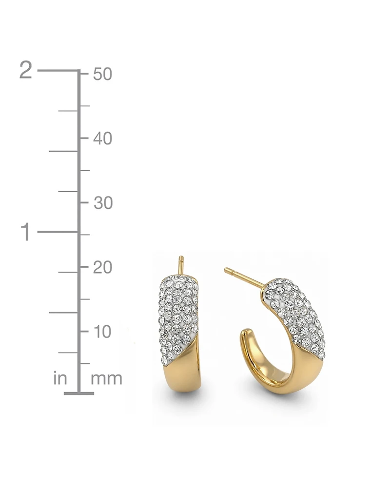 Essentials Clear Crystal Pave J Hoop Earring, Gold Plate and Silver Plate