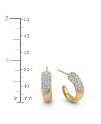Essentials Clear Crystal Pave J Hoop Earring, Gold Plate and Silver Plate