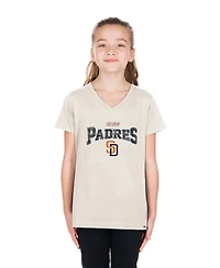 New Era Big Girls Cream San Diego Padres 2026 City Connect Flip Sequin V-Neck T-Shirt