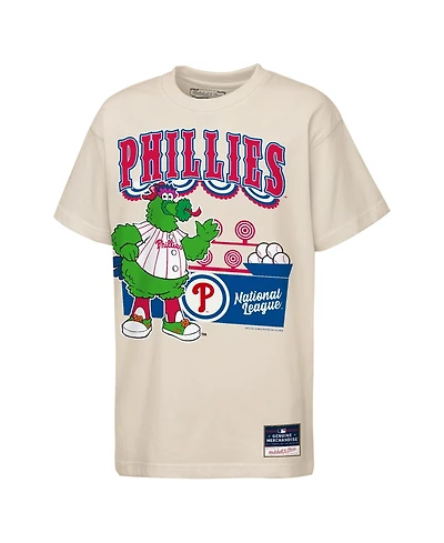 Mitchell & Ness Big Boys and Girls Cream Philadelphia Phillies Step Back Up Mascot T-Shirt