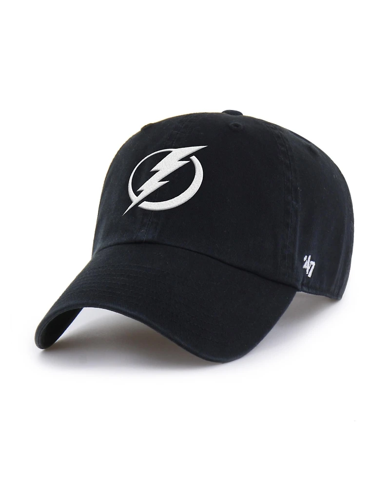 '47 Brand Men's Black Tampa Bay Lightning Logo Clean Up Adjustable Hat