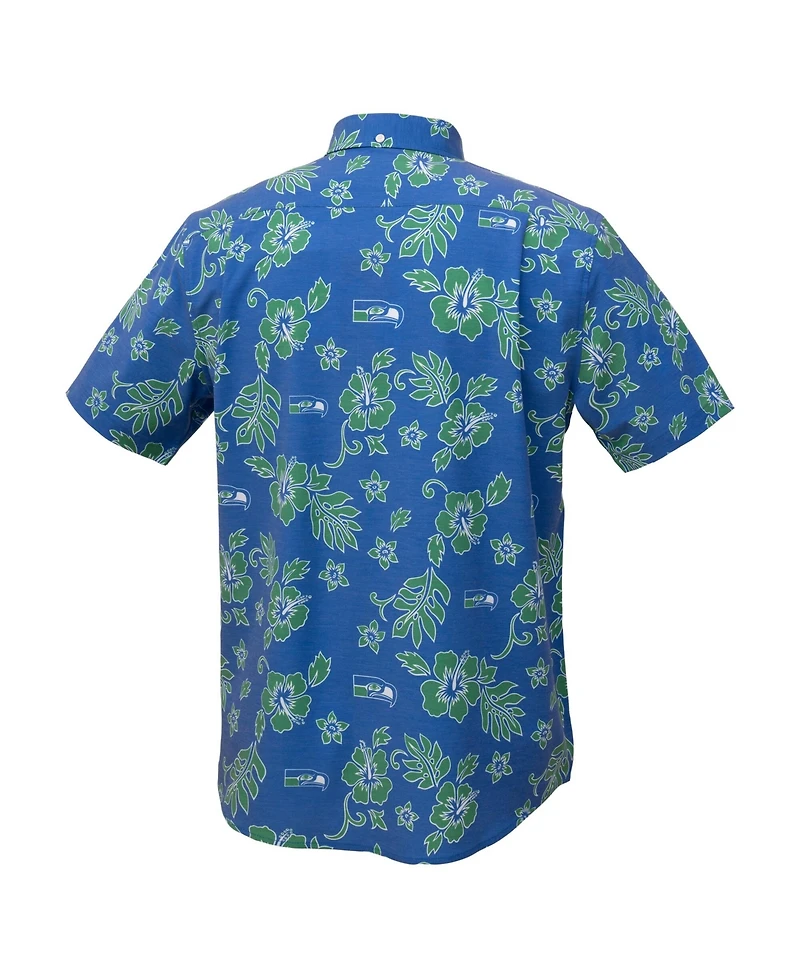 Reyn Spooner Men's College Navy Seattle Seahawks Kekai Performance Button-Down Shirt