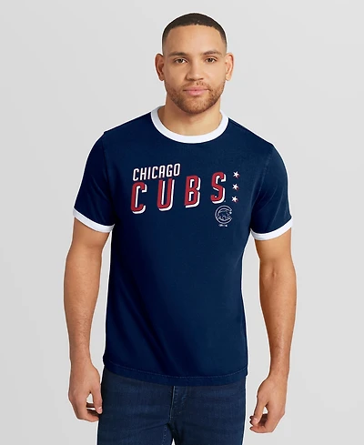 Darius Rucker Collection By Fanatics Men's Navy Chicago Cubs Americana Washed Ringer T-Shirt