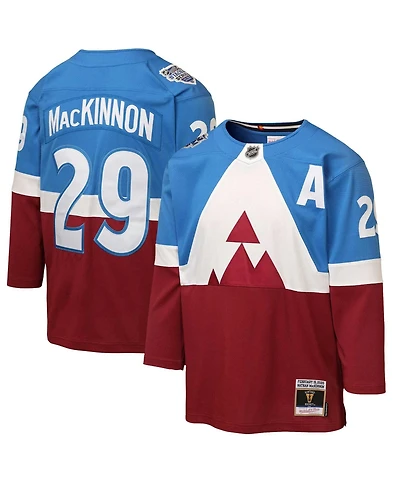 Mitchell & Ness Big Boys and Girls Nathan MacKinnon Blue/Burgundy Colorado Avalanche 2020 Stadium Series Power Play Jersey