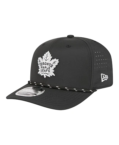 New Era Men's Black Toronto Maple Leaf's Sport Vented 9SEVENTY Rope Adjustable Hat