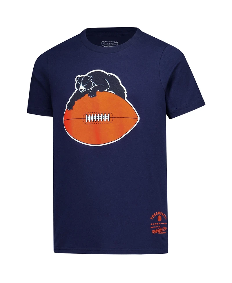 Mitchell & Ness Big Boys and Girls Navy Chicago Bears Retro Logo T-Shirt