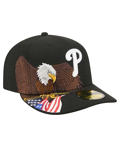 New Era Men's Black Philadelphia Phillies Americana Bald Eagle Pre-Curved 59FIFTY Fitted Hat
