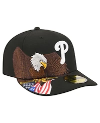 New Era Men's Black Philadelphia Phillies Americana Bald Eagle Pre-Curved 59FIFTY Fitted Hat