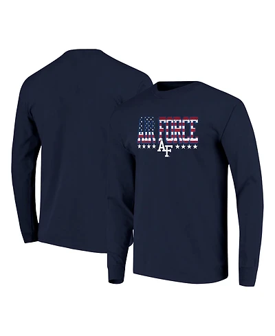 Image One Men's Navy Air Force Falcons Tall Type Flag Long Sleeve T-Shirt