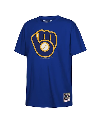 Mitchell & Ness Big Boys and Girls Royal Milwaukee Brewers Retro Logo T-Shirt