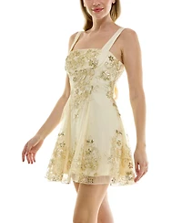 Rare Juniors' Embellished Square Neck Tieback Mini Dress