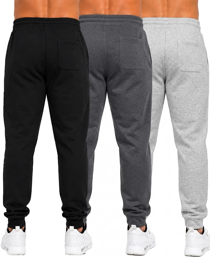 Blue Ice Men's Fleece-Lined Slim-Fit Jogger Sweatpants, 3-Pack Set