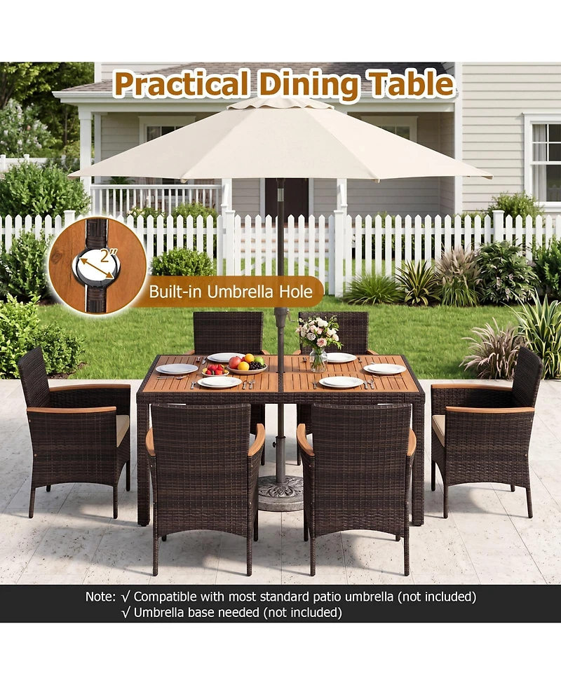 Gymax 7-Piece Patio Dining Set Outdoor Conversation Set w/ Hand-Woven Pe Wicker Mixed