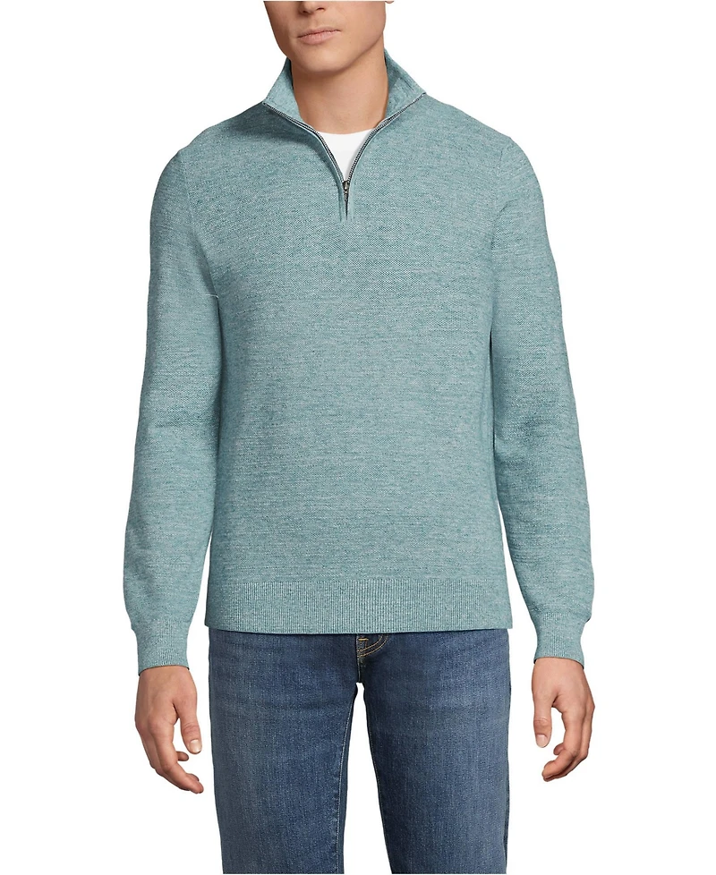 Lands' End Men's Long Sleeve Summer Weight Quarter Zip