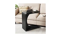 Slickblue Sofa Side Table Nightstand with C-Shaped Design for Space-Saving Use