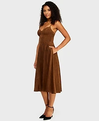 Alex & Sophia Juniors' Sweetheart Neck Suede Midi Dress