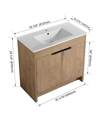 Sillysis Inch Freestanding Bathroom Vanity with Ceramic Sink