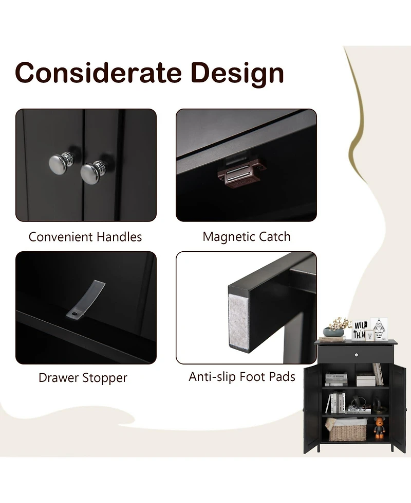Volenca Bathroom Floor Cabinet Freestanding Storage Organizer with 2 Doors