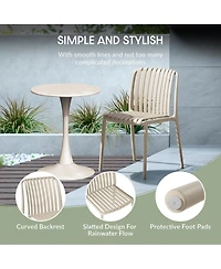 3-Piece Outdoor Metal Dining Table Set And Stackable Resin Patio Chairs