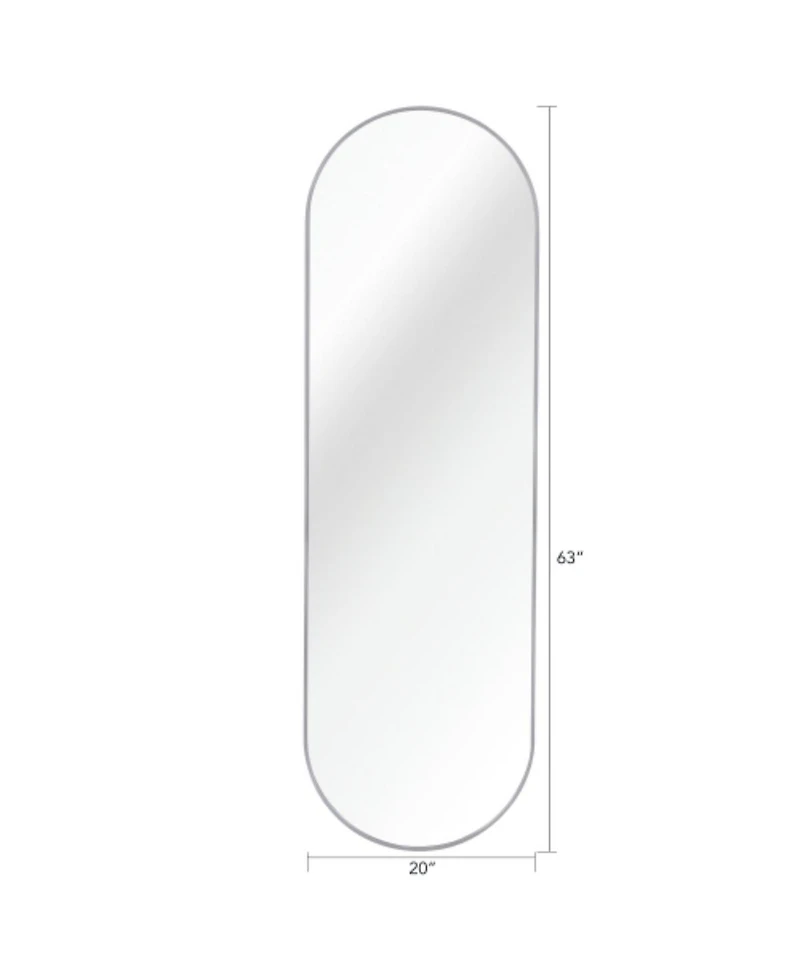 Laoties 63" x 20" Full Length Mirror, Arched Floor Mirror with Metal Frame for Bedroom, Entryway and Dressing Room