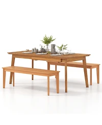 Gouun Outdoor Teak Wood Garden Bench, 55 in Wide with 880 lb Weight Capacity, Seats 3