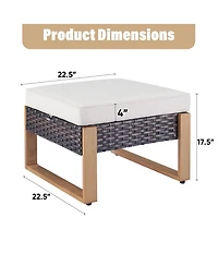 Pocassy Patio Wicker Ottomans Set of 2, Outdoor for Patio, Additional Seating, Footrest, Side Table, Removable Cushions