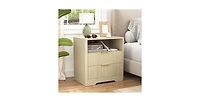 Lucky One 23" Width Smart Nightstand with Charging Station, Voice-Controlled Night Light