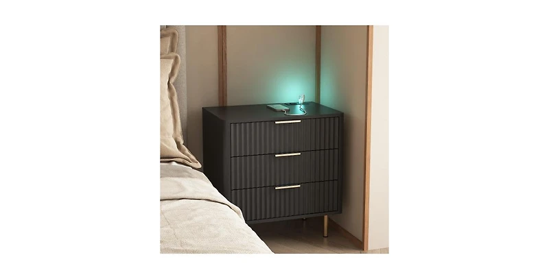 Lucky One 23"W Smart Nightstand with Charging Station, Voice-Controlled Night Light