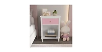 Lucky One 26.8"W Wooden Nightstand with Drawer and Shelf