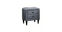 Lucky One 20"W Velvet 2-Drawer Nightstand