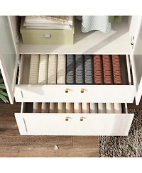 Homsee 2-Door 2-Drawer Wardrobe - Frosted Glass Closet | Modern Wooden Organizer | Bedroom Storage