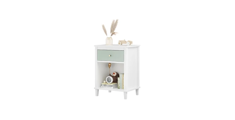 Lucky One 26.8"W Mdf Wood Nightstand with Drawer and Shelf