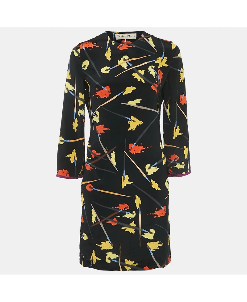 Pre-Owned Emilio Pucci Women's Brush Print Silk Mini Dress