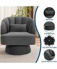 gaomon Modern Swivel Barrel Accent Chair, 360degree(s) Teddy Fabric Upholstered Armchair with Striped Backrest and Plush Padding for Living Room