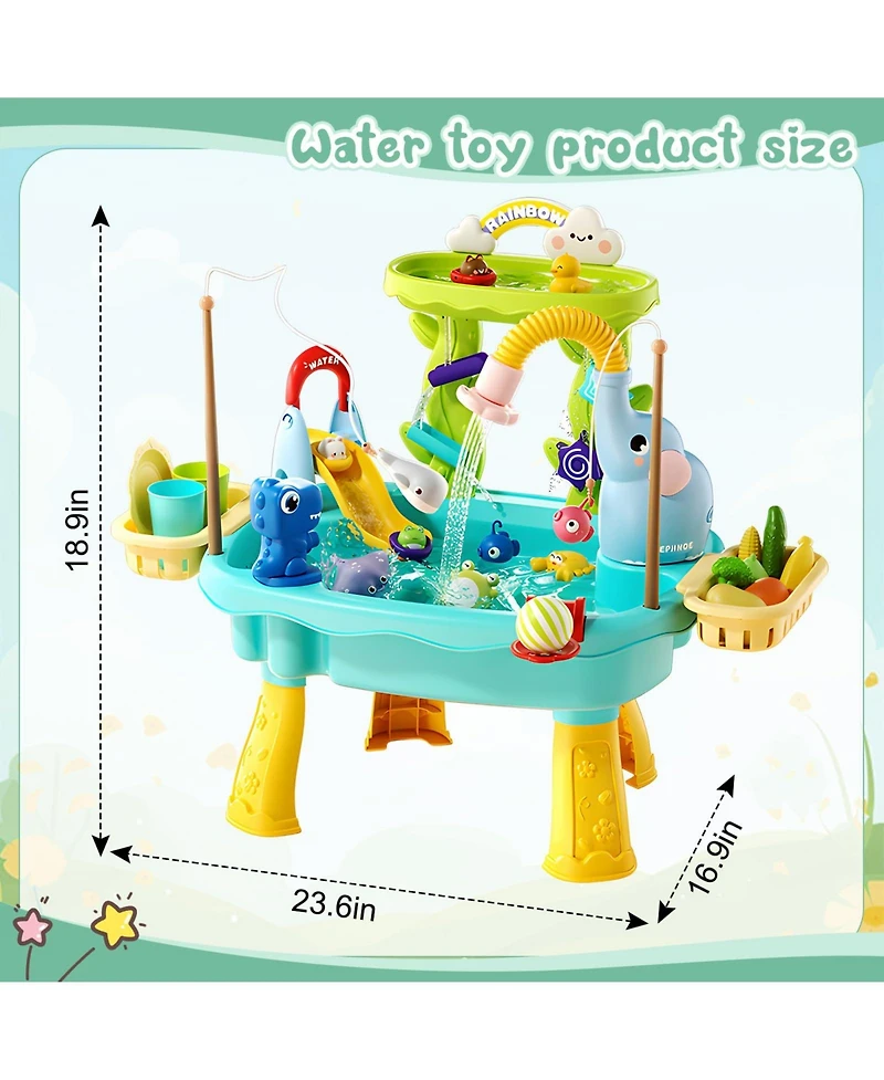 Gnuadz Kids Sand Water Table Electric Pump Kitchen Sink Fishing Toys