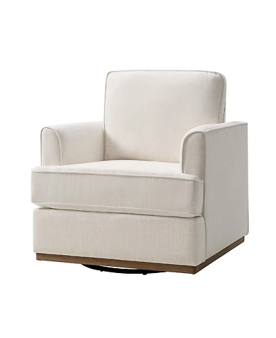 Hulala Home Eartha Farmhouse Upholstered Swivel Accent Armchair with Solid Wood Base