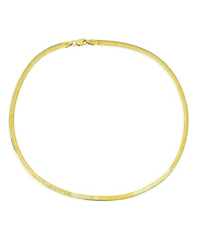 Bling Jewelry Gold Plated .925 Sterling Silver 3.5 mm Flat Omega Snake Flexible Herringbone Collar Necklace