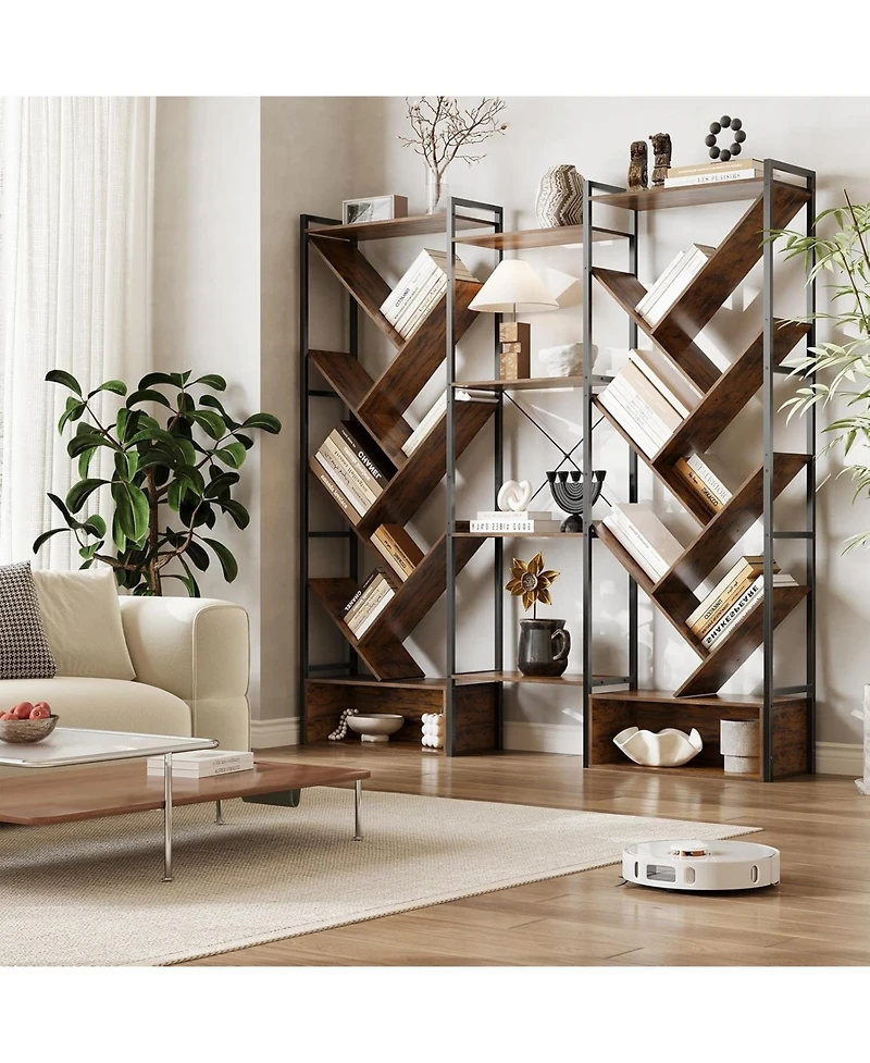 gaomon Triple 6 Tier Bookshelf, Large Bookcase Industrial Bookshelf with 24 Open Display Shelves
