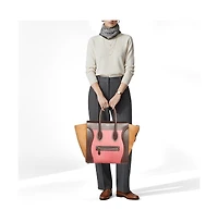 Pre-Owned Celine Mini Luggage Tricolor Calf Hair and Leather Tote