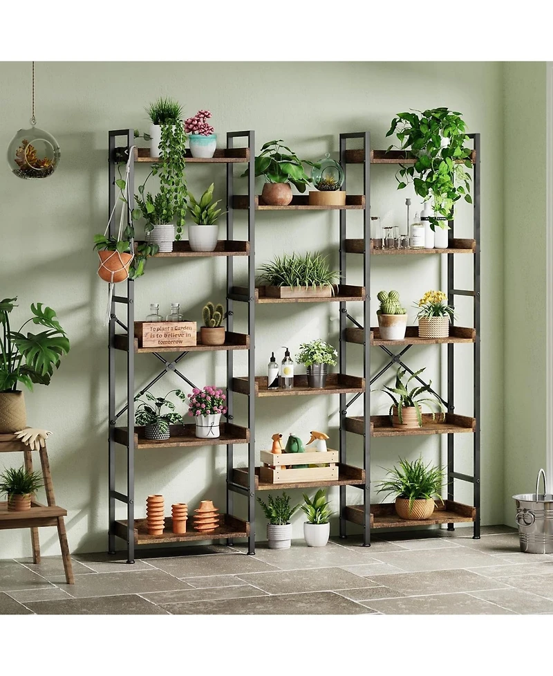 gaomon Book Shelf, 5 Tier Bookshelf, Wood Bookcase with 14 Open Display Shelves
