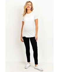 Hello Miz Women's Maternity Over the Belly Skinny Jeans with Pockets