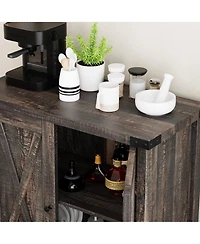 homfan X-Shaped Double Door Sideboard Cabinet, Accent Buffet Server with Storage Shelves for Dining Room Living