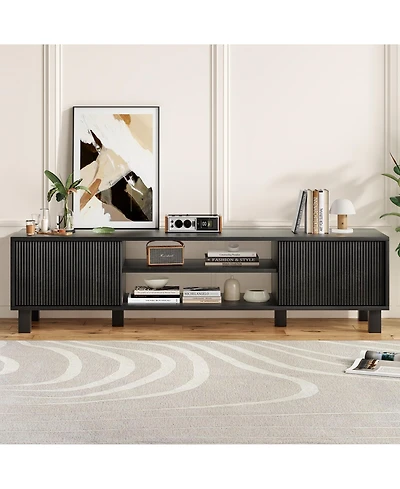 Clihome Modern Large Tv Stand with Storage and Open Shelves