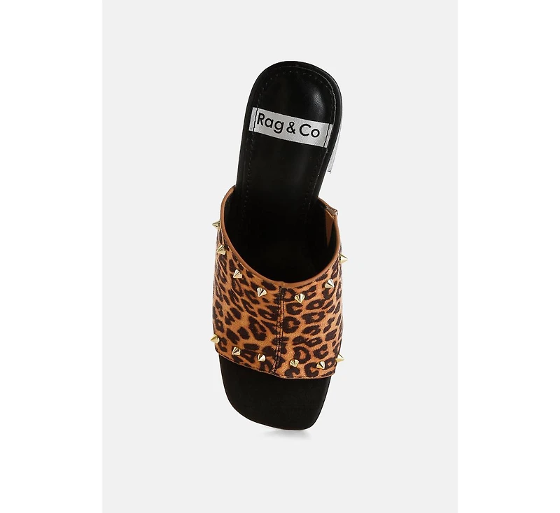 Edama Leopard Print Studded Slip Ons