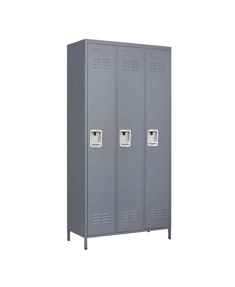 Boyel Living 3 Door 72"H Metal Lockers With Lock for Employees, Storage Locker Cabinet for Home Gym Office School Garage, Gray