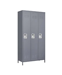 Boyel Living 3 Door 72"H Metal Lockers With Lock for Employees, Storage Locker Cabinet for Home Gym Office School Garage, Gray